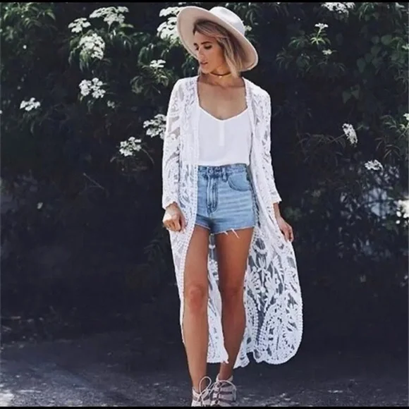 Open Lace Kimono Duster